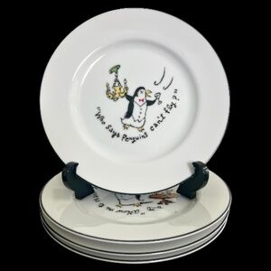 4 Pottery Barn Penguin Appetizer/Dessert Plates – Set B